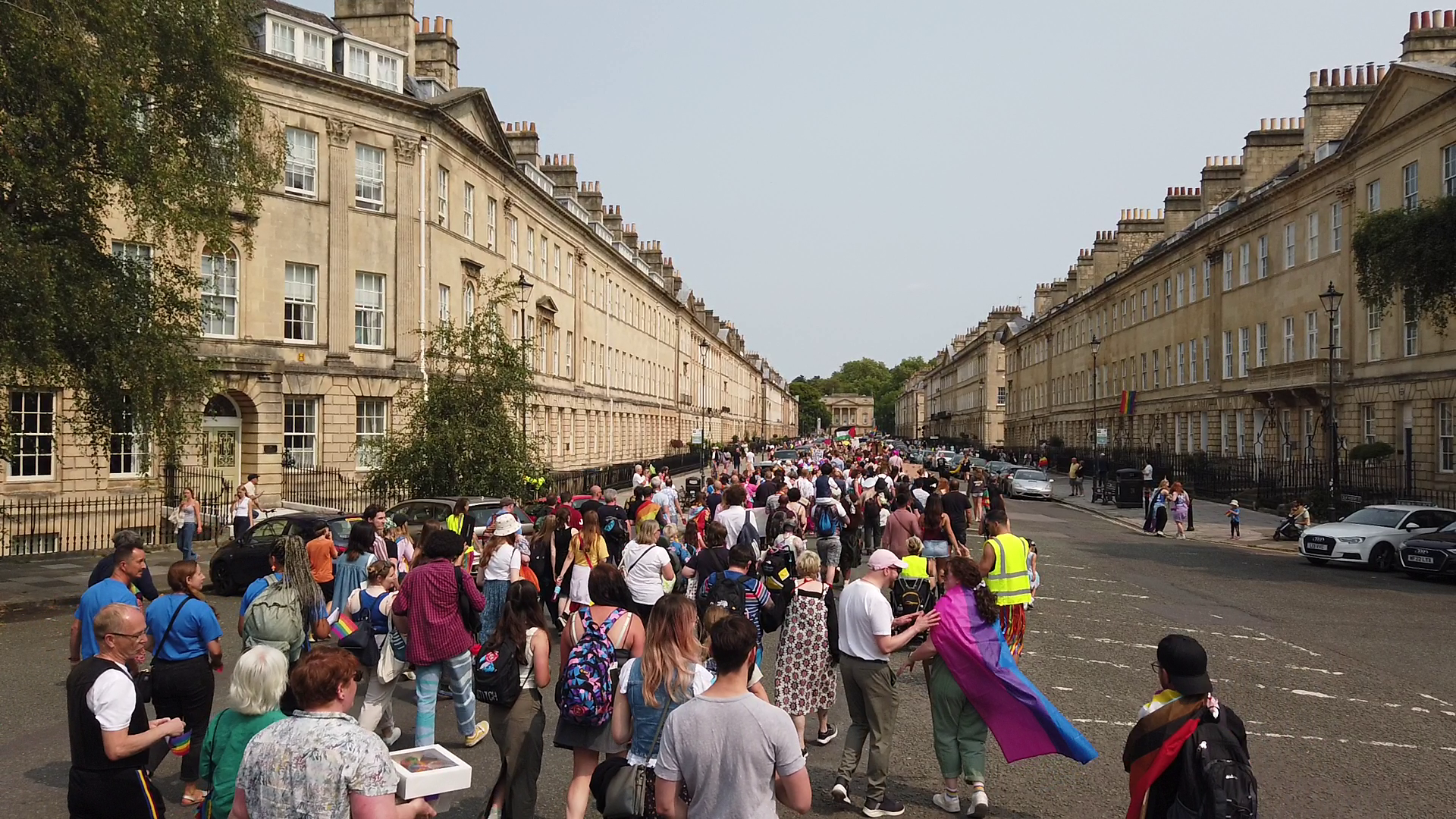 A view of the march as it headed back up Great Pultney Street