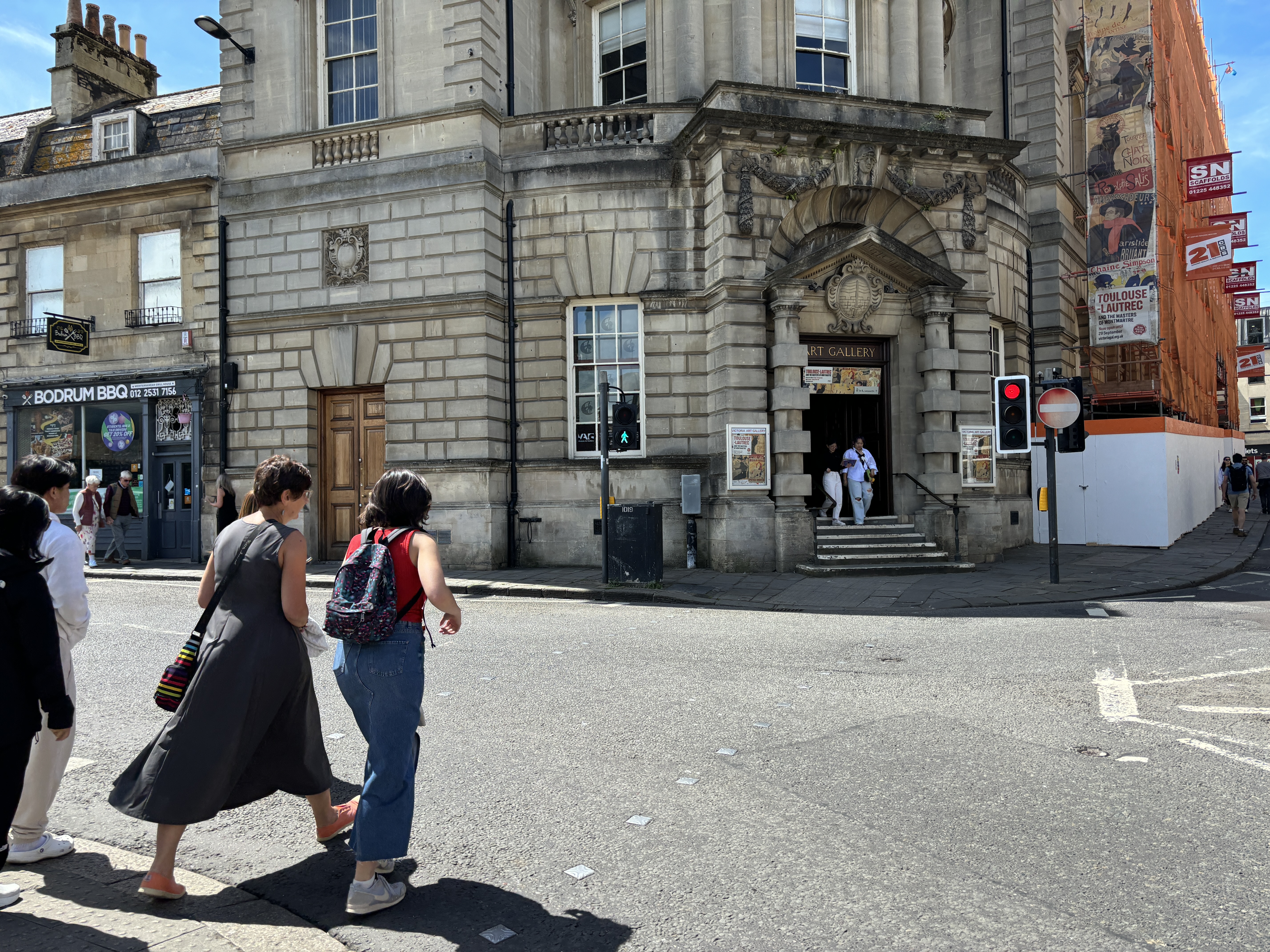 Turn left at the traffic lights opposite Guildhall