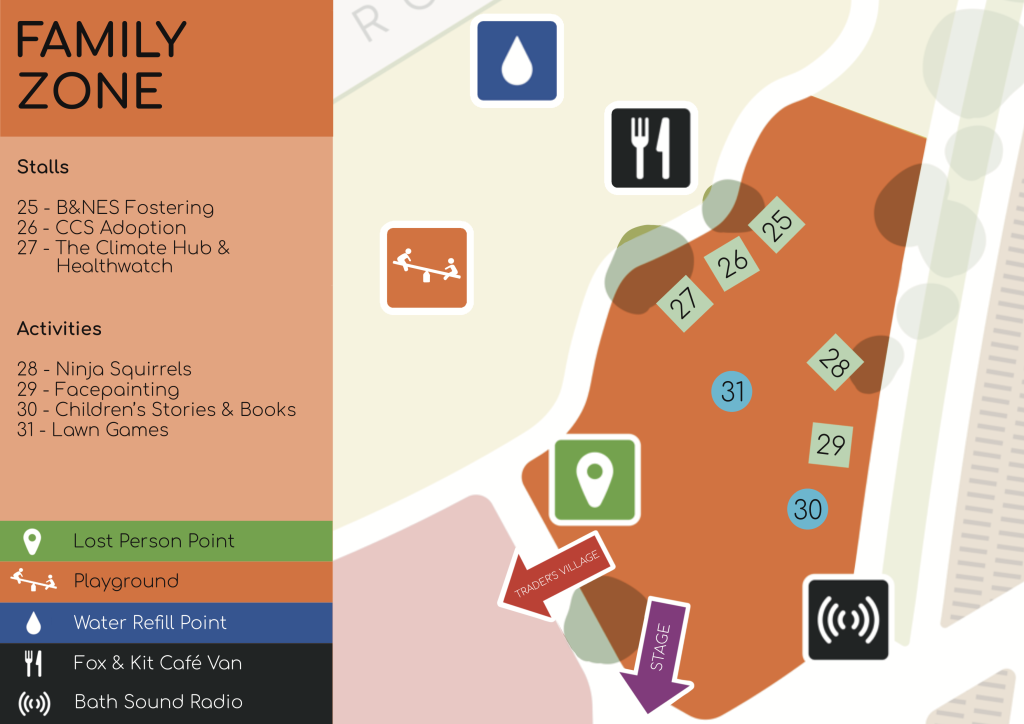 a map for the Family Zone at Bath Pride 2026