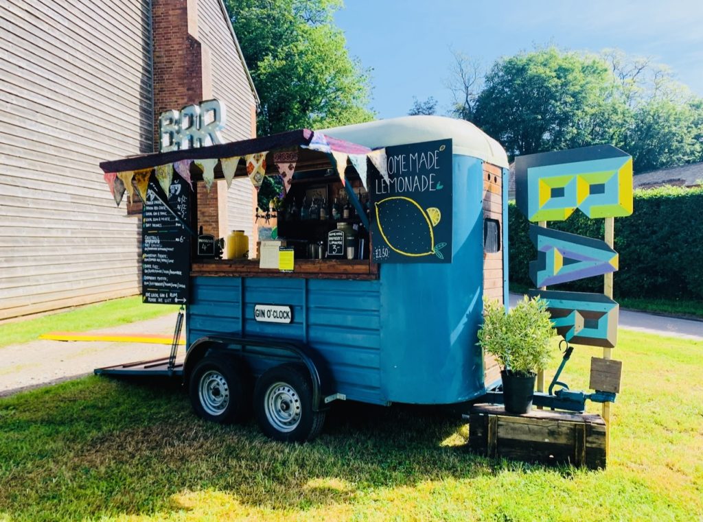a cute blue bar van